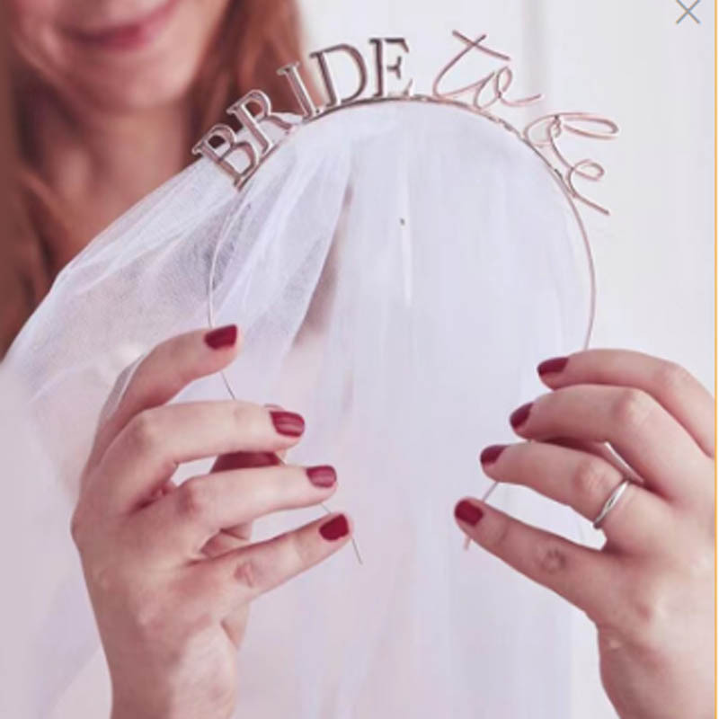 New bridal party bride veil hairband rose gold alloy bride headband Crown veil set
