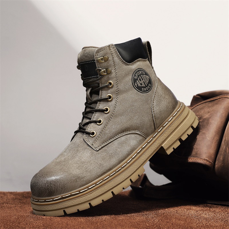 Otoño y invierno tendencia de cuero casual botas Martin para hombres ropa de estilo británico botas de hombre moda calentamiento zapatos de hombre pareja