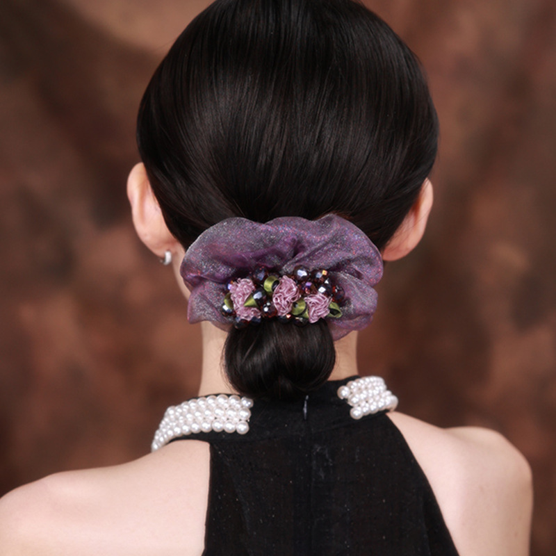 Elastico per capelli grande con fiore di glicine per chignon coreano, fermacoda di alta qualità, accessorio per capelli_voghion.com