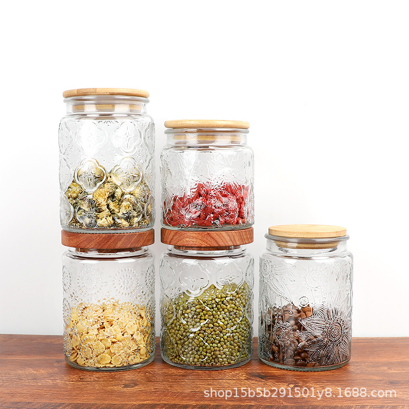 Chino retro Begonia flor vidrio sellado tarro caramelo snack tarro de almacenamiento frutos secos tuerca de almacenamiento tarro