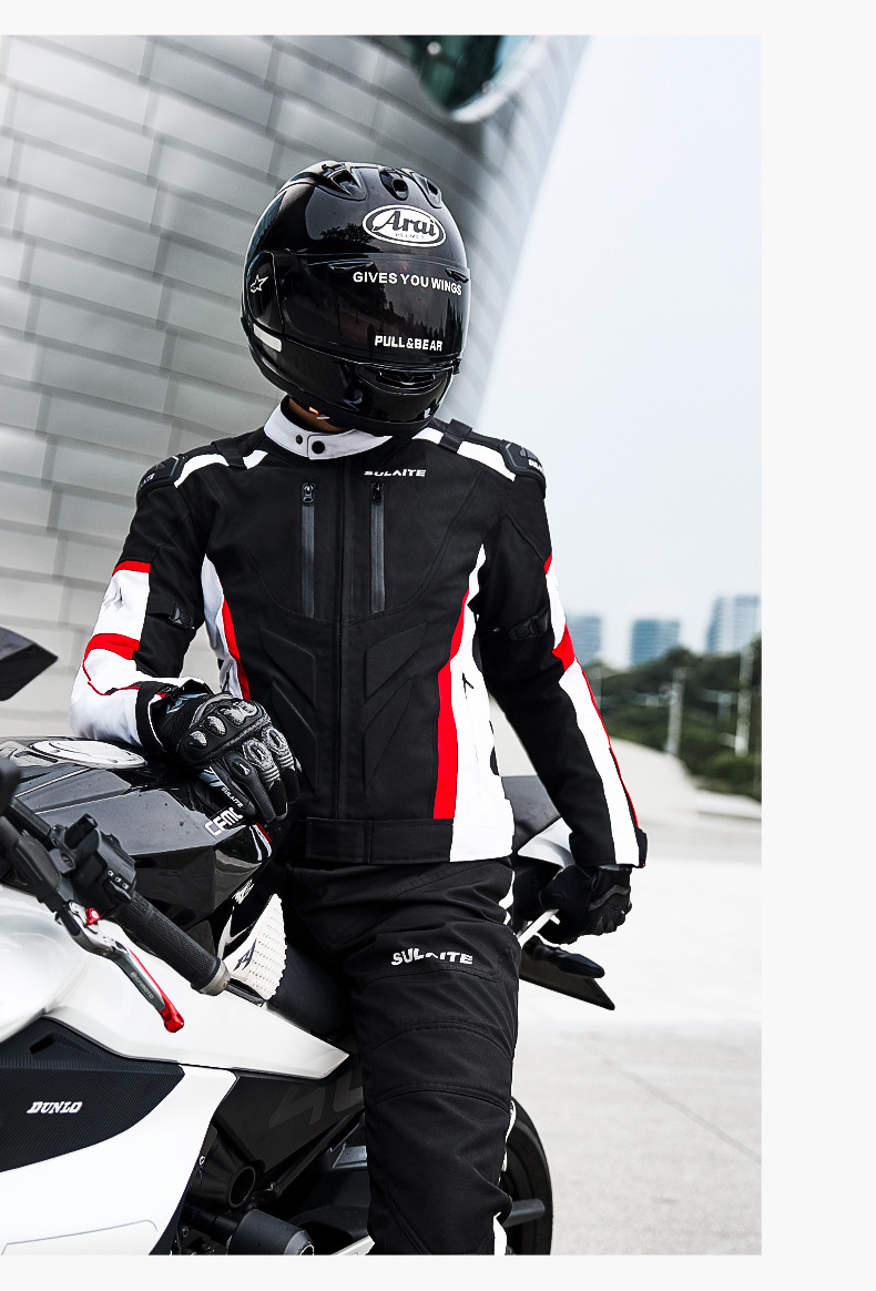 Sulaite Winter Motorcycle Riding Suit with Removable Lining, Warm and Waterproof Two-In-One Set, Anti-Fall Motorcycle Clothing