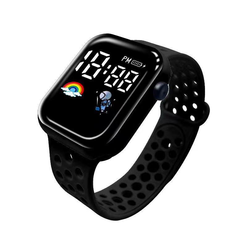 New LED electronic watch C1-7 rainbow spaceman Square  Sport Student children LED electronic watch_voghion.com