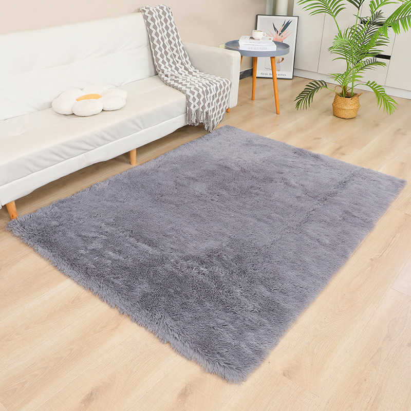 Alfombra de pelo de seda cuadrada - gris claro