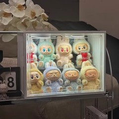 Labubuアクリル展示箱布布座マカロンゴム人形公仔ブラインド箱手作り棚