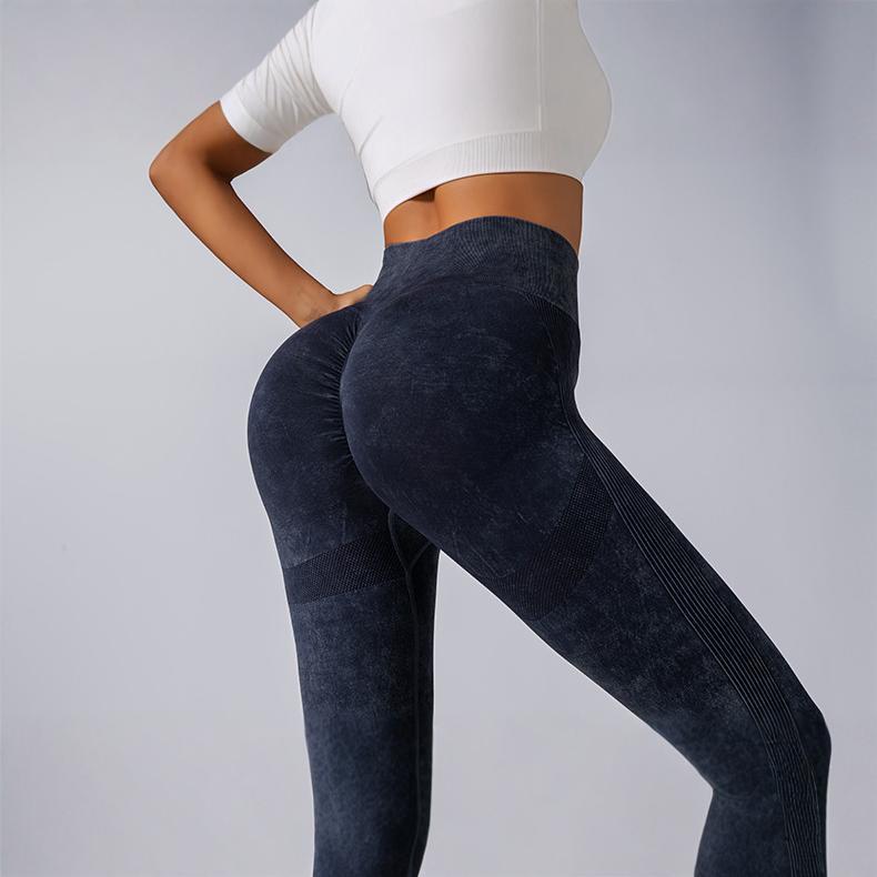 Pantalones de fitness de cintura alta con abdomen sin costuras transfronterizos, pantalones de yoga de cadera de melocotón para mujer, pantalones ajustados deportivos para correr y montar