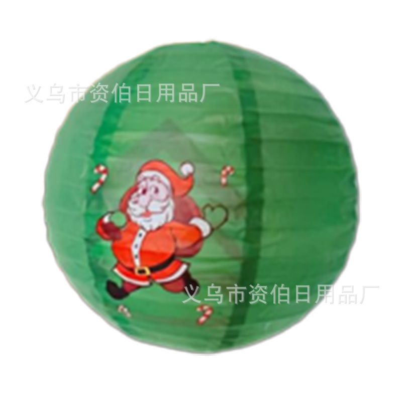 圣诞节纸灯笼 雪花圣诞树灯笼 30CM圆形灯笼酒吧商场场地布置道具|undefined