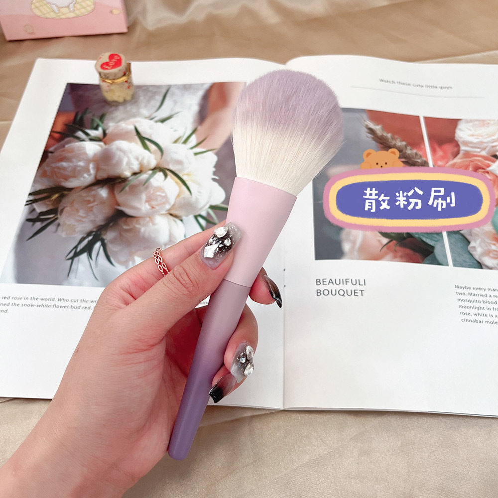 ¡Cepillo púrpura del maquillaje de la leche! 3/10 PCs traje estrellas usando púrpura principiante cepillo suave + a prueba de polvo Portátil Bolsa almacenamiento