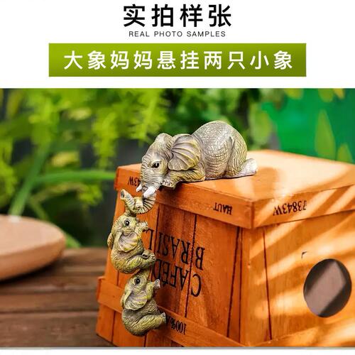 Elephant suspended small elephant handicrafts, ElephantFigurines, three elephants resin garden ornament, art