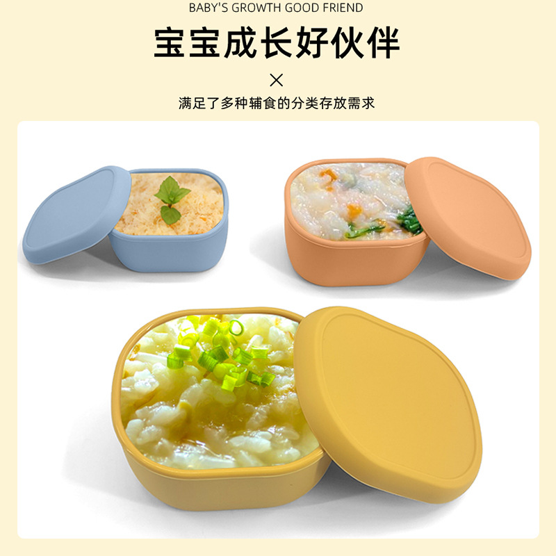 Caja portátil para bebés y niños de silicona, caja de alimentos suplementarios para ensalada, bocadillos sellados con cubierta, caja de preservación de bebés