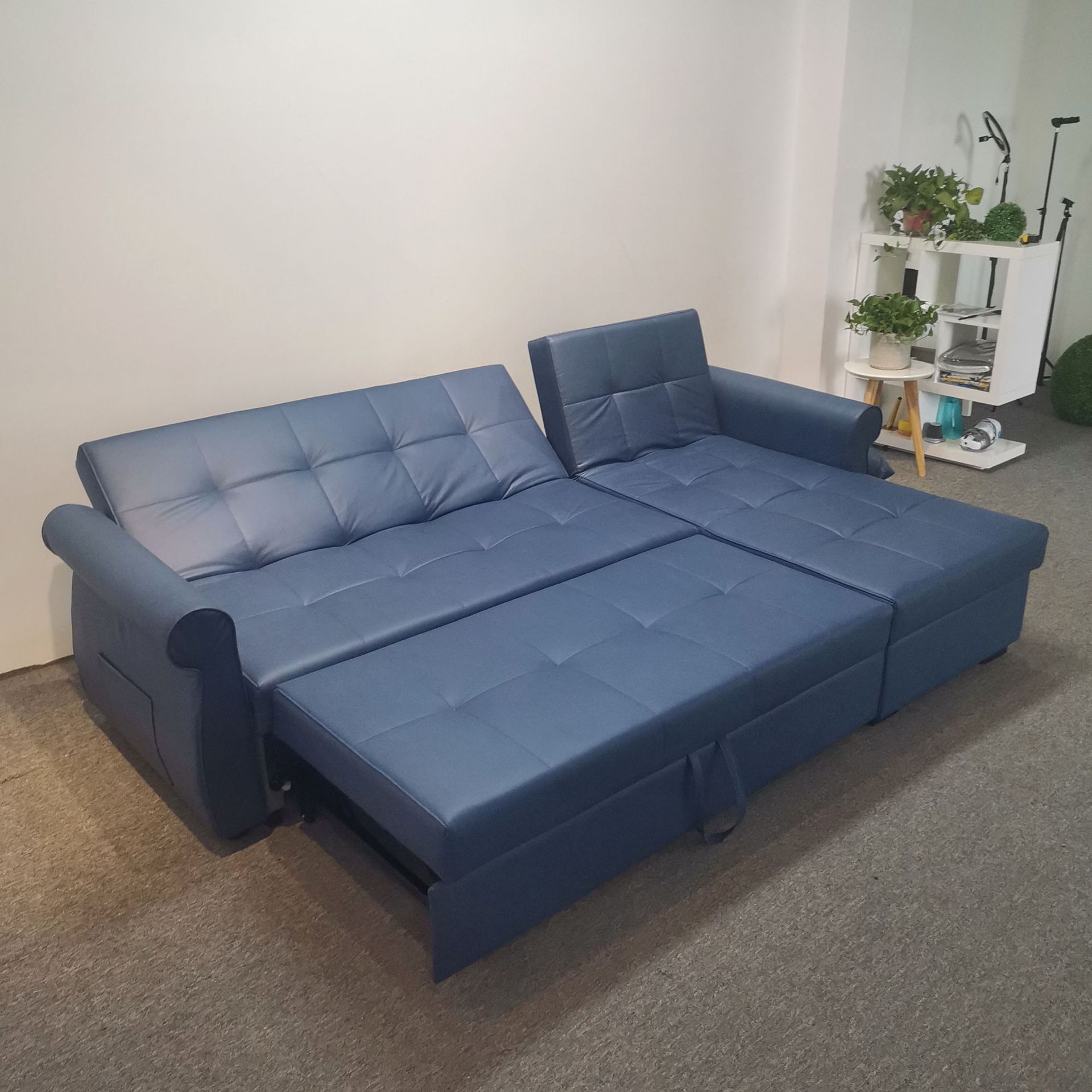 Sofá cama de doble propósito plegable esquina de sala de estar apartamento multifuncional desmontación y lavado almacenamiento tecnología de tela sofá cama