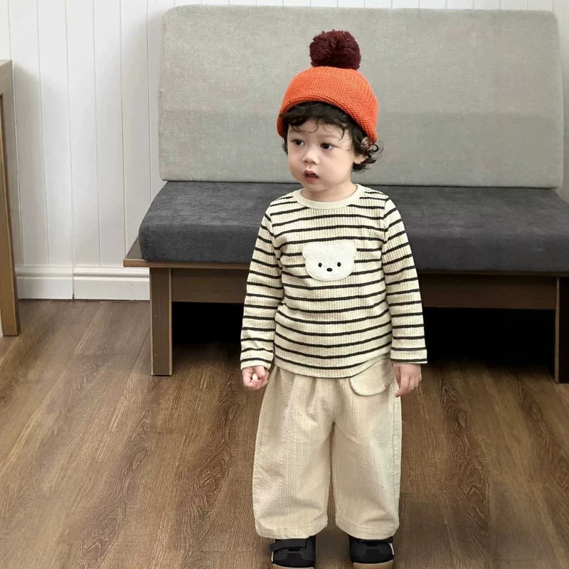 Baby Clothes Spring and Autumn New Casual Outfit for Boys and Girls, Korean Style Striped T-shirt and Casual Pants Two-piece Set Baby Clothes Spring and Autumn New Casual Outfit for Boys and Girls, Korean Style Striped T-shirt and Casual Pants Two-piece Set