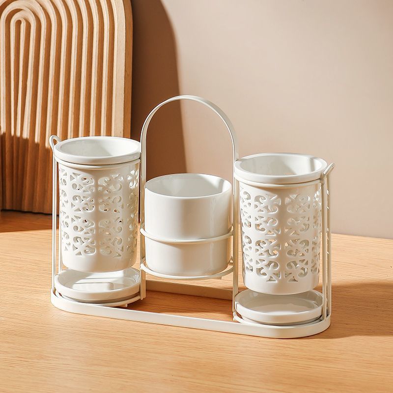 가정용 주방 세라믹 젓가락 통 바구니 다공성 배수구 창의적인 식기 칼, 포크, 스푼 및 젓가락 보관함 젓가락 케이지 랙