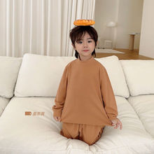 男童德绒无骨家居服套装冬装秋冬款婴儿童装宝宝小童两件套X4044