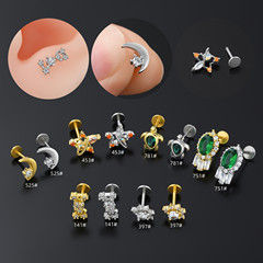 Amazon Bestselling New Flat Lip Stud for Trendy Ladies, Fashion Bone Piercing Stud with Stainless Steel Rod, Multifunctional Accessory