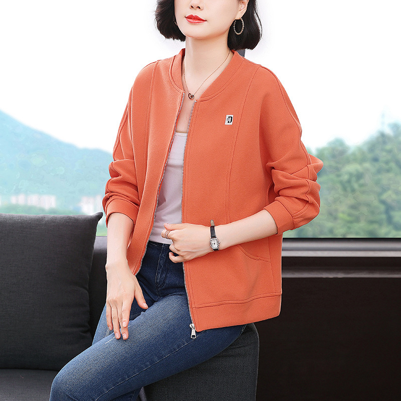 2025 Casual Sports Baseball Suit Coat Women's Spring plus size chubby girl Middle-aged Mother Top Crock Jacket Cardigan