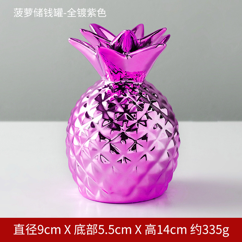 Transfronterizo estilo europeo cerámica piña alcancía oro galvanoplastia decoración del hogar vino creativo decoración del gabinete