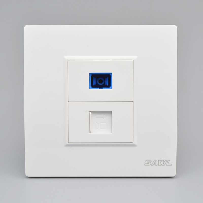 Network fiber optic panel socket straight-through six types of gigabit network cable socket with fiber optic coupler (note delivery)