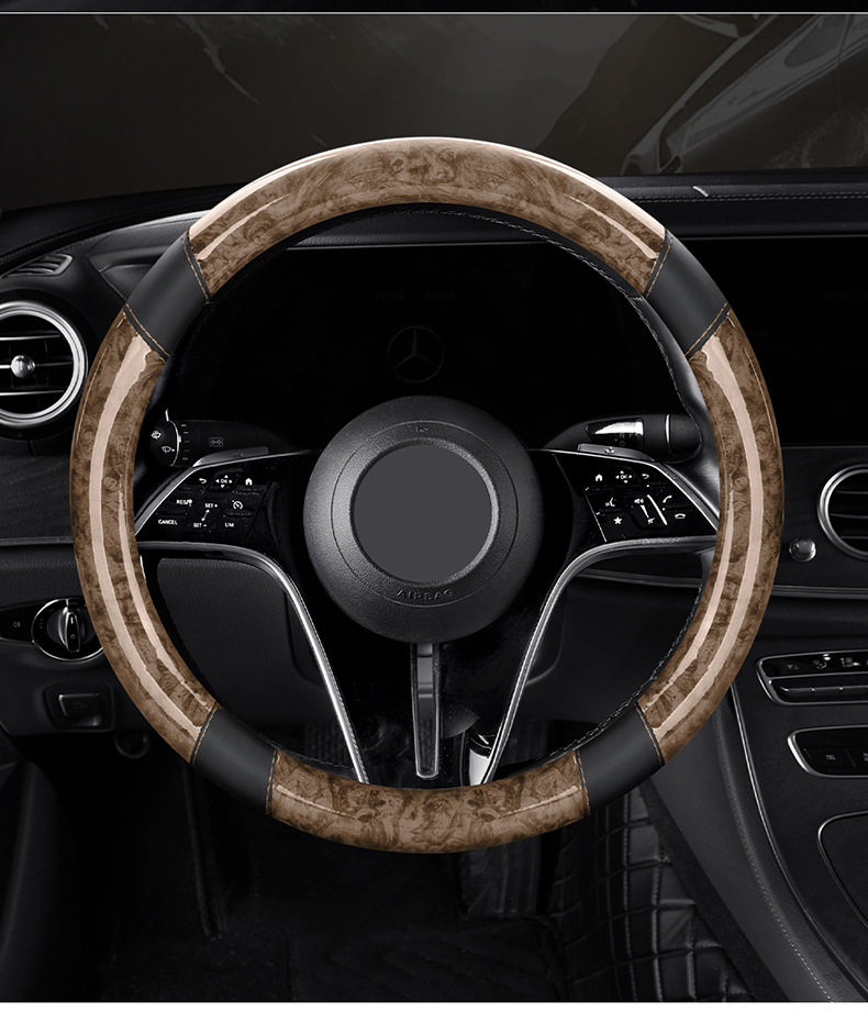 Car steering wheel cover in stock, peach wood grain, ultra-thin, breathable, non-slip, round handle cover, suitable for all seasons