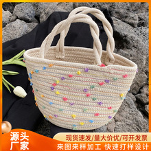 草编包包简约新款时尚网红女包单肩包女百搭ins手提菜篮子水桶包