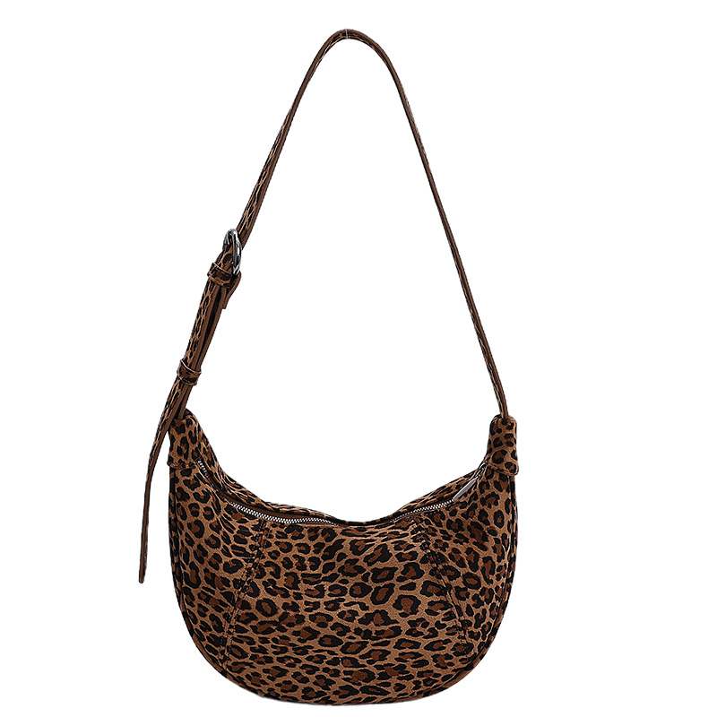 Hot Selling Women's Luxury Small Bag Korean Niche Horn Bag Retro New Leopard Print Shoulder Crossbody Dumpling Bag - Thumbnail 5