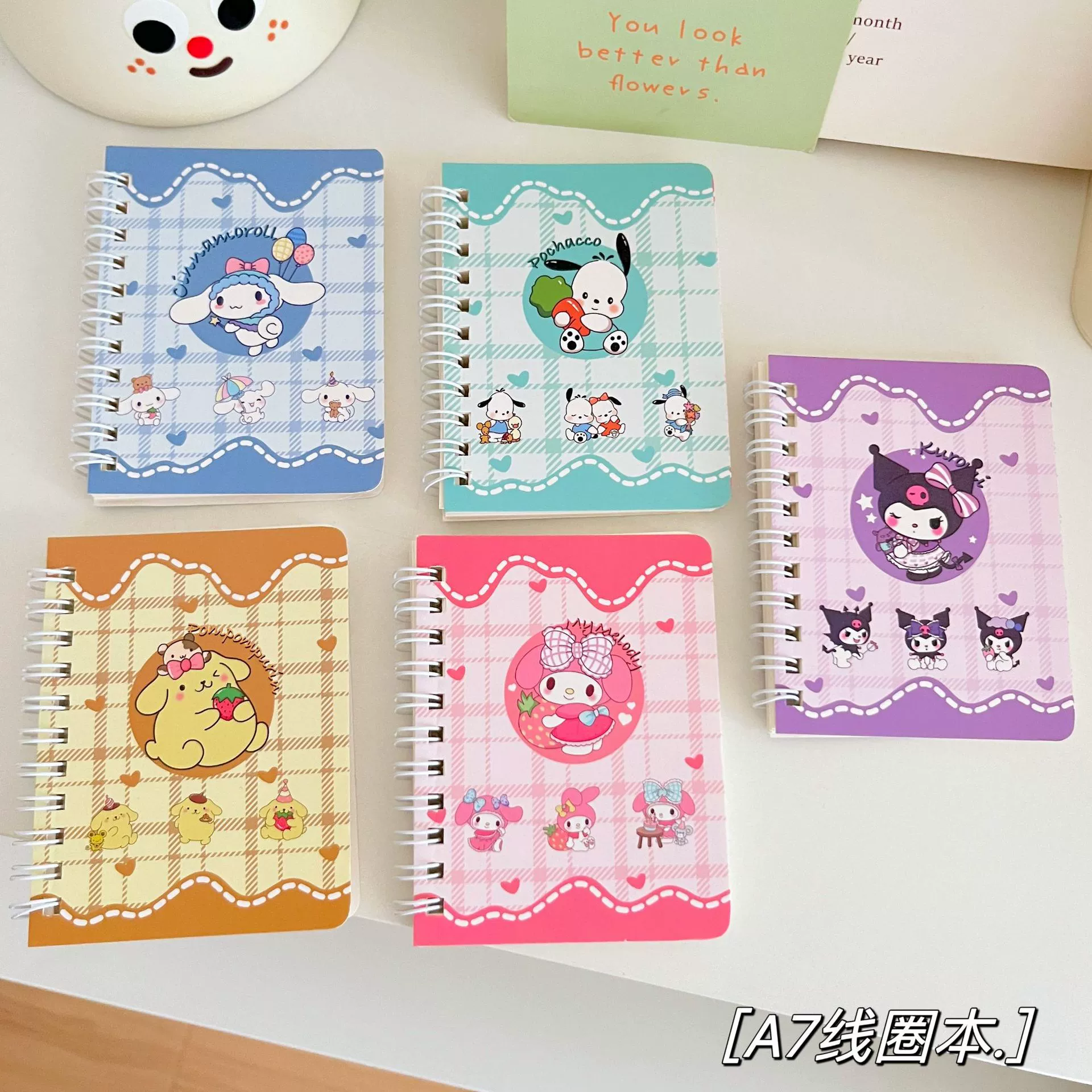 Блокнот с мультяшной катушкой, высококачественный портативный карманный блокнот A7, маленький блокнот с боковым откидным механизмом, студенческий креативный блокнот для сообщений