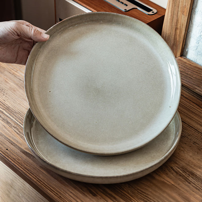 Plato de cerámica retrógrado de alta calidad restaurante carne pasta plato de platos caseros de color sólido plato de platos diarios simple plato de arena