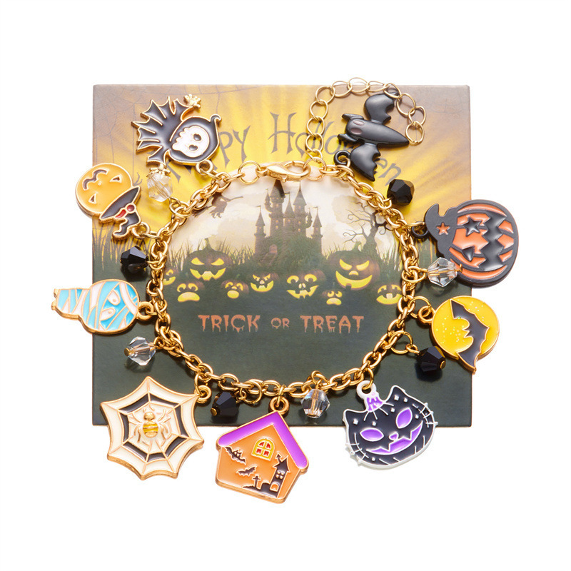 クロスボーダー新しいハロウィンシリーズジュエリーゴーストカボチャカーペンダントブレスレットかわいい面白い猫ホリデーブレスレット|undefined