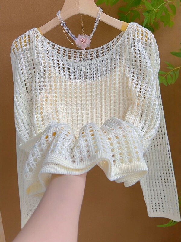 Lazy Style Thin and Stylish Hollow-Out Knitted Cardigan for Women, New Summer Vintage Loose Casual Versatile Top Lazy Style Thin and Stylish Hollow-Out Knitted Cardigan for Women, New Summer Vintage Loose Casual Versatile Top