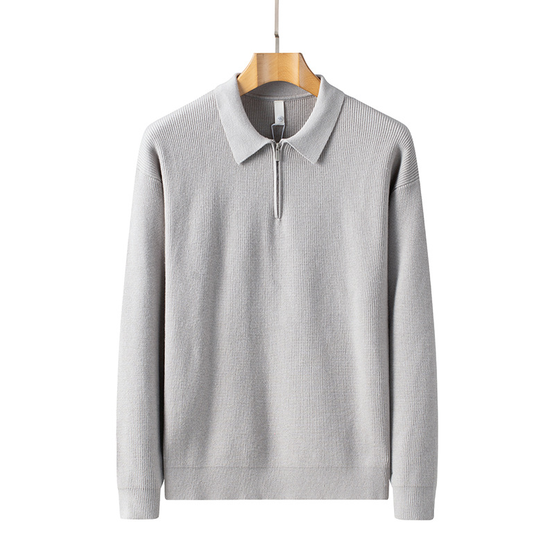 Camiseta de punto de invierno de alta gama de cuello vertical casual cross-border chaqueta de hombre de cuello medio alto suéter de cremallera personalizado para hombres