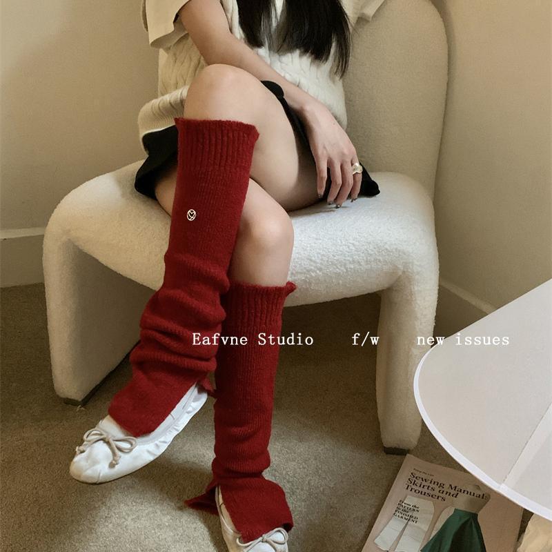 Knitted Jk Socks, Women's White Long Tube Calf Socks, Leg Warmers for Spring and Autumn, Lolita Slouch Socks