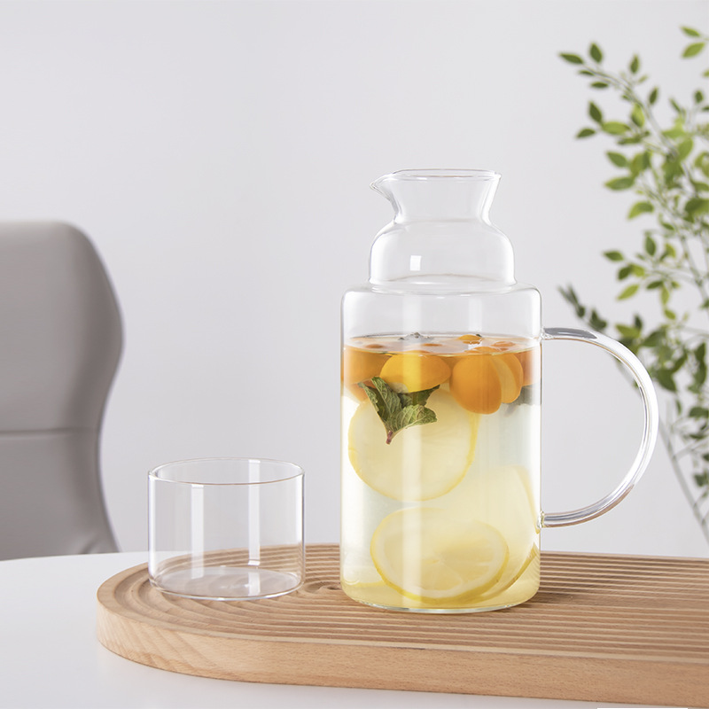 Retro hervidor de agua fría de vidrio resistente a altas temperaturas, hervidor de agua fría de vidrio abierto fría y grueso, refrigerador doméstico sin plomo