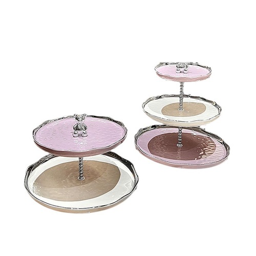 High-looking bear fruit plate multi-layer cake stand living room home dessert table display stand water ripple snack tray wholesale