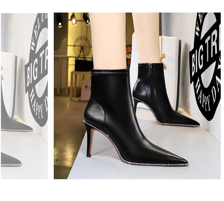 Smal klack med hög klack och dragkedja i sidan, spetsiga rhine-borrstövlar för kvinnor_voghion.com