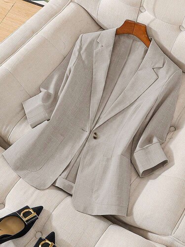 2025 European and American Cross-Border New Women's Wear: British-style Loose-Fit, Slimming Contrast-Color Lapel Suit Jacket for Women
