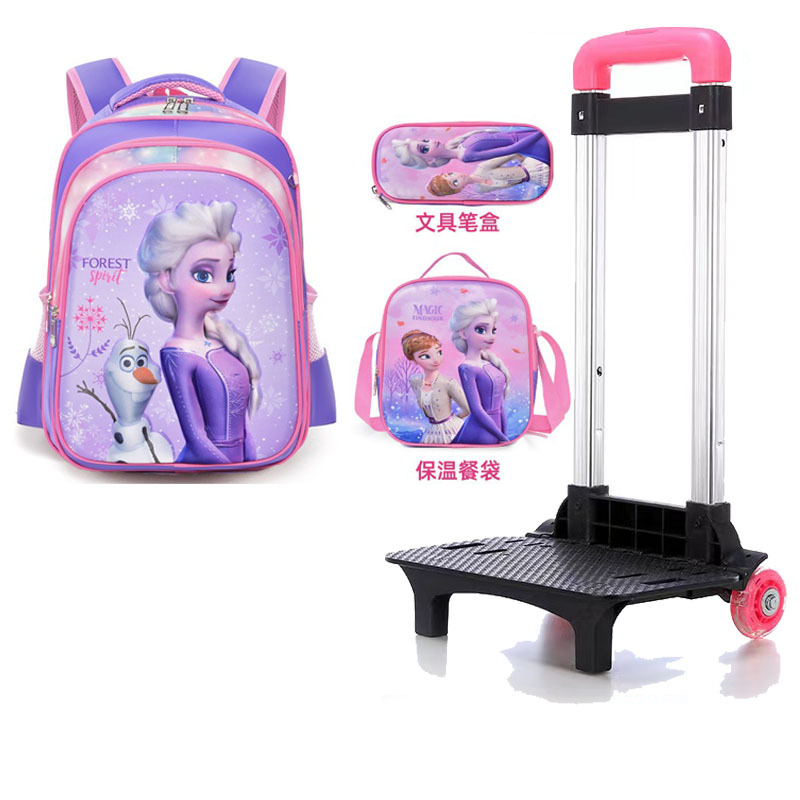 Export Trolley Mochila mochila con luz en la parte posterior para estudiantes de primaria de grado 1-6 nueva mochila de nailon de gran capacidad para subir escaleras