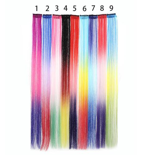 New wig piece colorful three-color gradient straight hair extensions seamless high-temperature wire one-piece straight hair