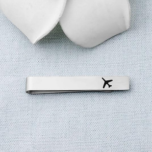304 Stainless Steel Tie Clip Laser Laser Logo Spot Gold Black Aircraft Tie Clip 5.5X0.8Cm