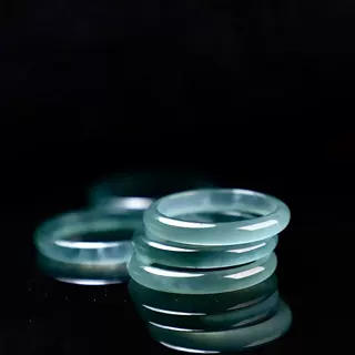天然翡翠玉石A货蓝水冰种指环男士挂件女士戒指四会珠宝玉器批发