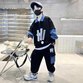 男童秋装套装2024新款中大儿童男孩春秋款帅气时髦秋季酷帅卫衣潮
