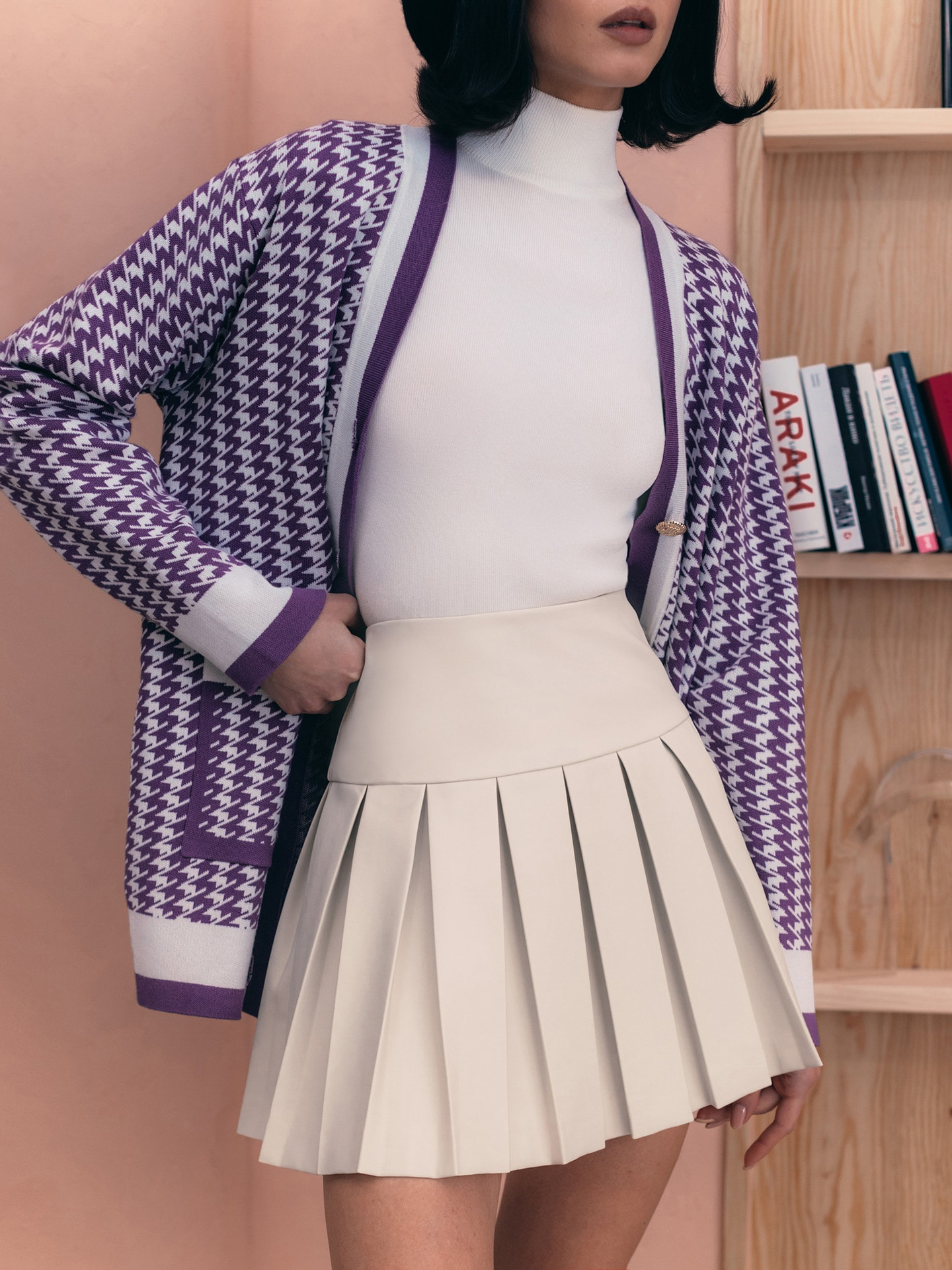 Cárdigan de pata de gallo transfronterizo estilo europeo y americano 2025, elegante suéter francés de manga larga holgado y versátil para mujer, otoño e invierno. image 5