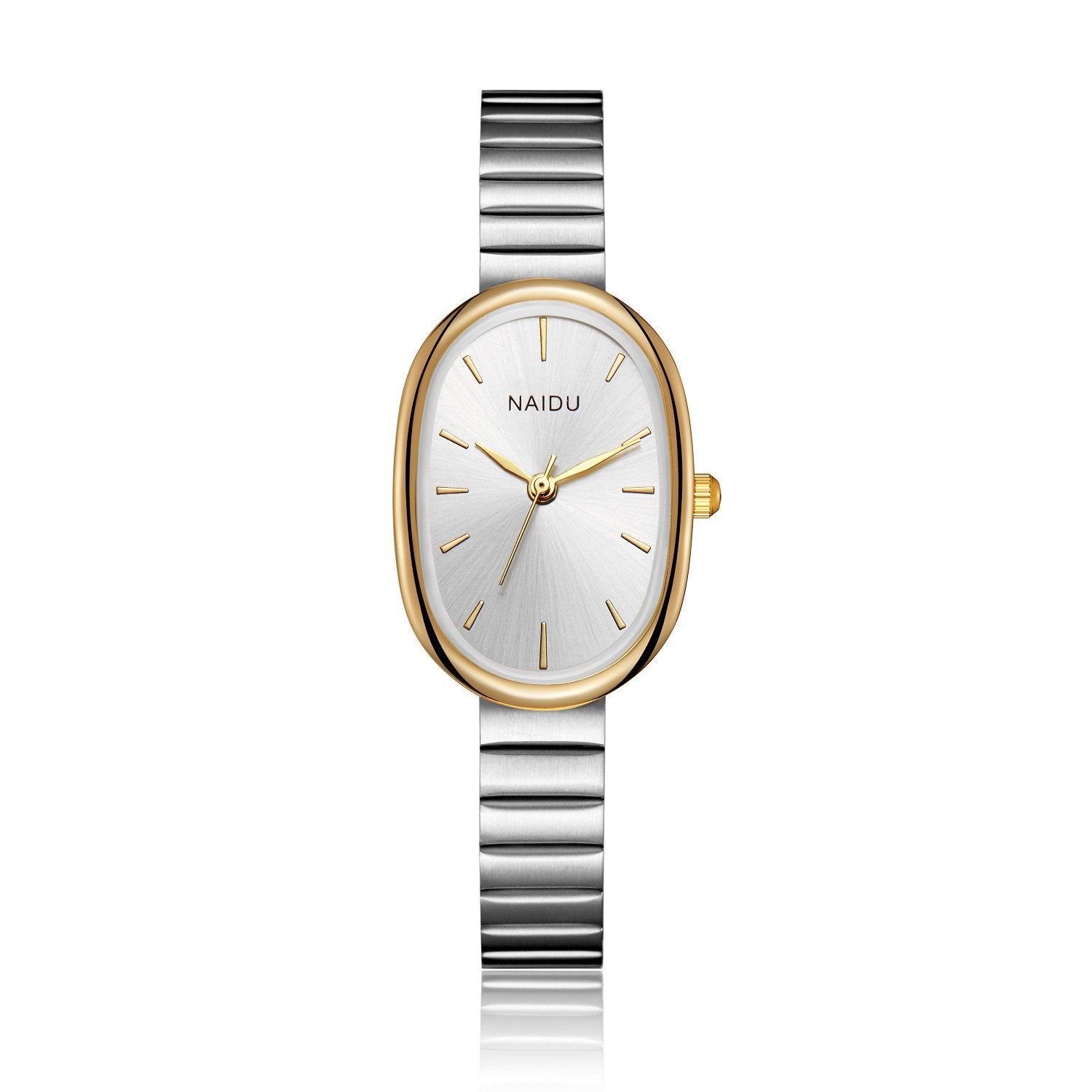 Elegant Women's Oval Quartz Watch With Bamboo Strap For Daily Wear_voghion.com
