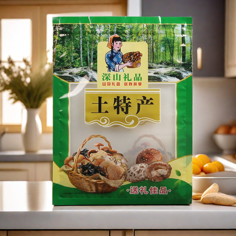 深山礼品土特产包装袋黑木耳香菇自封拉链透明农产品袋250克半斤