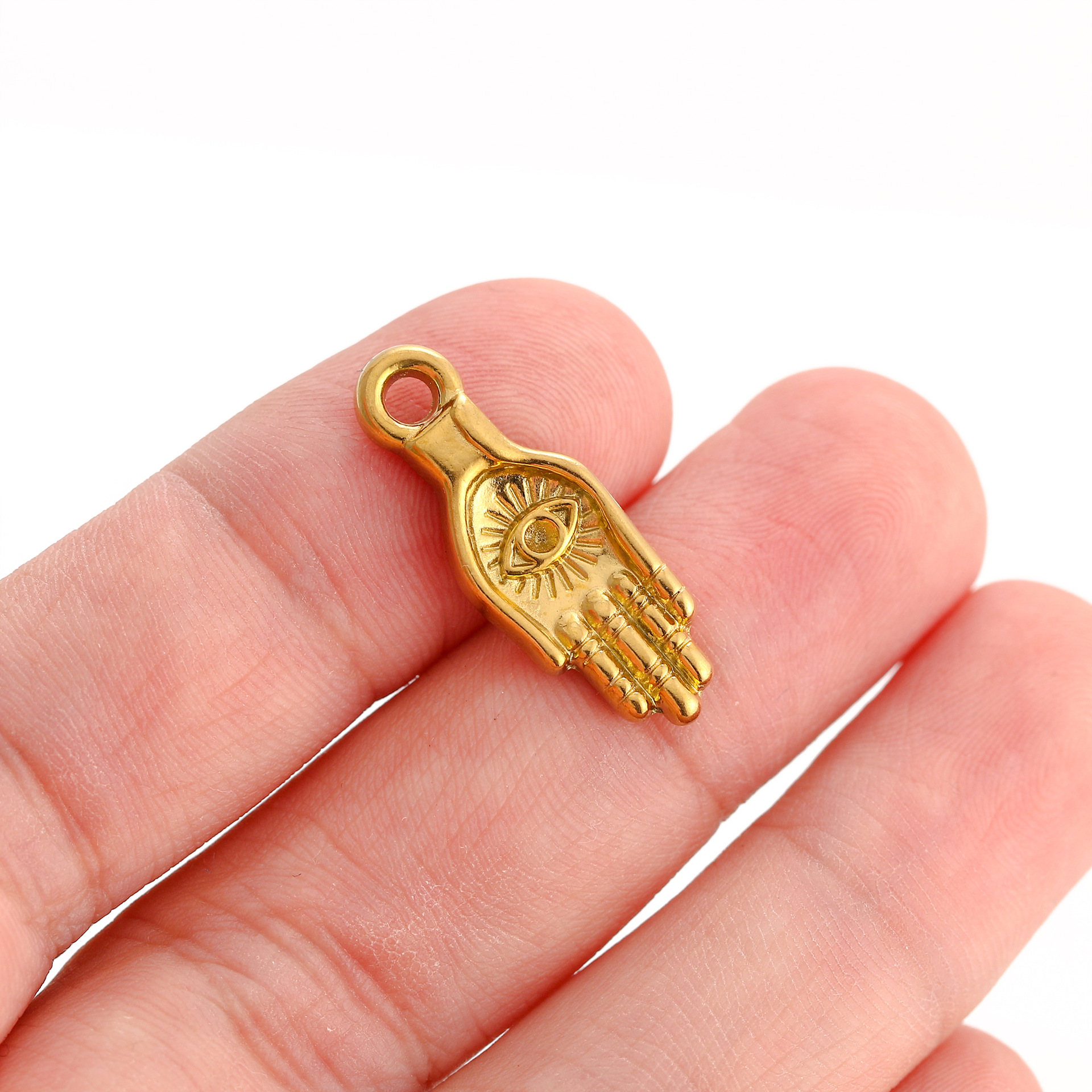 DIY Jewelry Accessories Classification 1 Piece 9*25mm 304 Stainless Steel Devil's Eye Palm Pendant