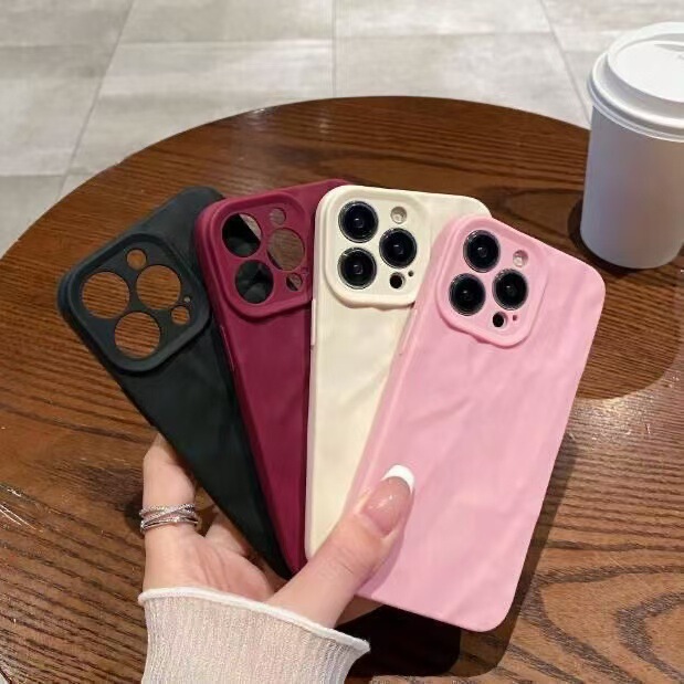 Suitable for Apple 17Promax High-End Pleated Phone Case Iphone16Pro Full-Cover 15 Matte Protective Case