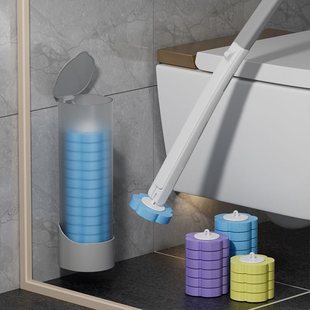 Disposable Toilet Brush Sponge Replacement Head Toilet Cleaning Brush Set No Dead Ends Decontamination Household Disposable Toilet Brush