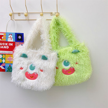 可爱小怪兽卡通搞怪毛绒包包新款日系学生甜美大容量单肩包手提包