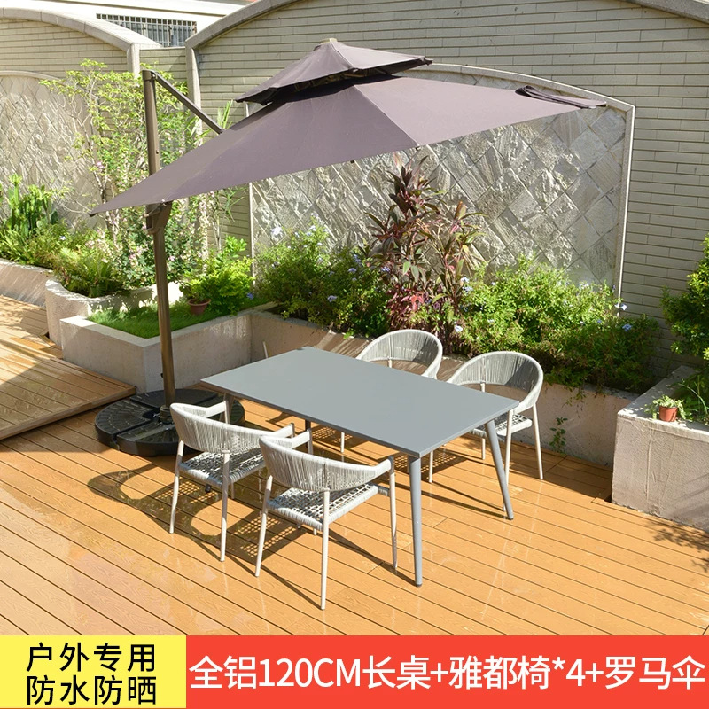 Mesa y silla de patio al aire libre, terraza de jardín de caña, balcón, mesa y silla de caña casuales, combinación de mesa y silla al aire libre