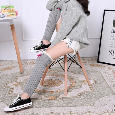 秋冬保暖雪地毛线袜套腿套过膝堆堆女袜舞蹈瑜伽针织运动防护腿