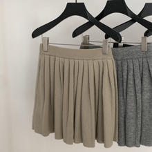 miu系针织百褶半身裙女2025秋冬新款显瘦学院风高腰松紧腰A字裙子