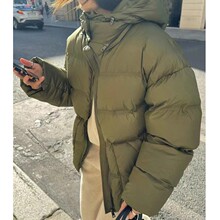 韩国东大门TB  宽松可拆卸连帽收腰抽绳加厚羽绒服外套冬